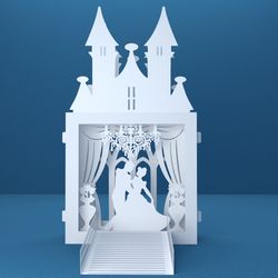 cinderella castle svg, musical greeting card, shadow box svg.