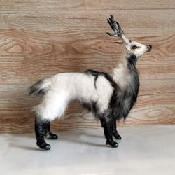 Deer art doll, OOAK animal, Fantasy creature toy plush, Gift for Christmas