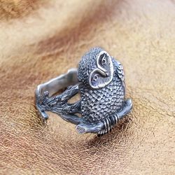 Silver Owl Ring.Vintage Owl Ring.Womens Owl Ring.Silver Bird Ring.Owl.Silver Owl.Vintage Owl.Girls Ring.Bird Jewelry.