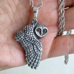 Marvelous Silver Owl Pendant.Vintage Owl Pendant.Unisex Owl Pendant.Silver Bird Pendant.Owl.Silver Owl.Vintage Owl.