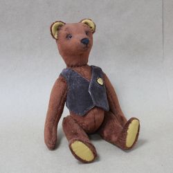 Teddy bear. Stuffed teddy. Artist teddy bear. Collectible teddy. Handmade plush toy bear