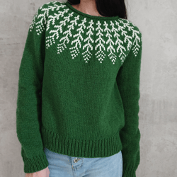 Lopapeysa Fair isle sweater Christmas sweater Handmade sweater for women Green sweater