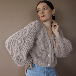 Cable knit cardigan Cropped cardigan Oversized cardigan Chunky knit cardigan