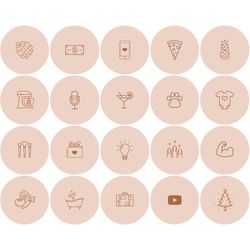 100 terra cota instagram highlight covers. Minimalistic social media icons.