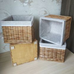 Beige Wicker Square Storage Basket, Laundry basket, Shoe basket, basket for mudroom cubbies, custom size basket