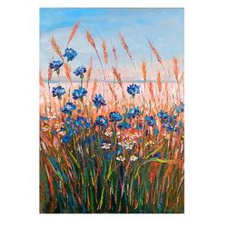 cornflower daisies painting flower original art canvas floral impasto oil painting flowers artwork