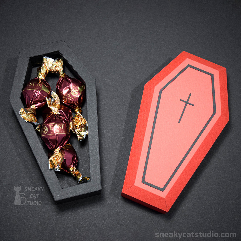 Paper Coffin box for Halloween with candies
