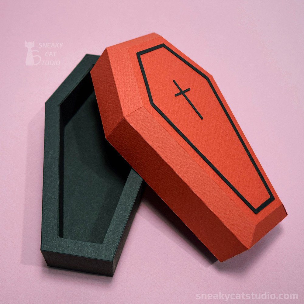 Empty Paper Coffin box for Halloween