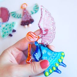 Fused Glass Angel Charm, Angel Suncatcher, Angel Ornament, Stained glass angels,  made to order