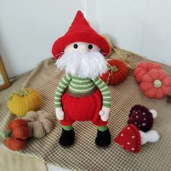 Stuffed  Gnome toy gift for Christmas gift. Stuffed big gnome toy. Original home decor for housewarming. Big forest doll
