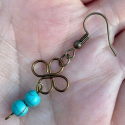 celtic knot earrings antiqued copper wire turquoise