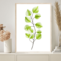 Botanical Print, Greenery Art, Plant Artwork, Watercolor Leaf Print, Living Room Wall Art, Bedroom Wall Decor