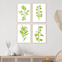 Set of 4 Botanical Prints, Botanical Art, Plant Wall Art, Eucalyptus Print, Watercolor Print, Plant Print Sets