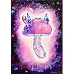 Mushroom Painting Magic Mushroom Original Art Fly Agaric Oil Painting on Canvas Fairytale Artwork Fantasy Wall Art