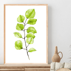 Green Leaves Wall Pictures, Boho Prints, Plant Print Instant Art INSTANT DOWNLOAD Printable Watercolor Wall Decor