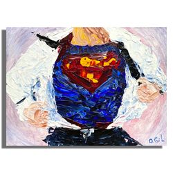Superman Wall Art, Superman Original wall art, Superman original painting, Superman abstract painting, Clark Kent Art