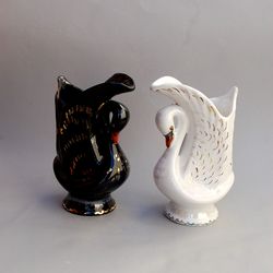 White Black Swan Ceramic vases Decorative figurines Napkin holder wedding gift Birds in love porcelain figurine
