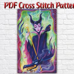 Maleficent Cross Stitch Pattern / Disney Cross Stitch Chart / Villains Cross Stitch Pattern / Princess Cross Stitch PDF