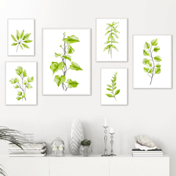 Botanical Print Set, Tropical Decor, Gallery Wall Set, Living Room Wall Art, Leaf Prints, Plant Posters