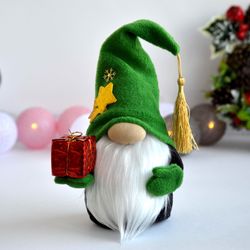 Christmas gnome with a gift, Scandinavian decor