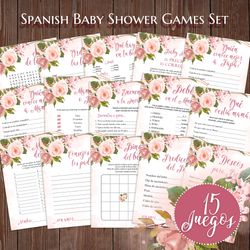 Juegos de Baby Shower, Spanish Baby Shower Games, Rose Juegos para Baby Shower, Es Nina Juegos, Bingo, Sopa de letras