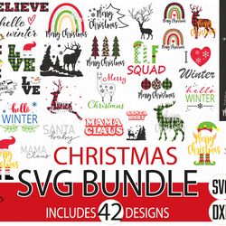 bundle christmas svg, merry christmas svg, winter svg files, digital download
