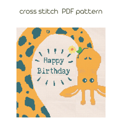 Birthday cross stitch pattern, Modern cross stich, PDF Pattern /119/
