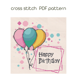 Birthday cross stitch pattern, Modern cross stich, PDF Pattern /121/