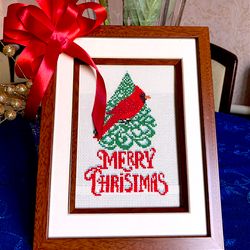 cardinal christmas tree cross stitch pattern pdf by crossstitchingforfun instant download