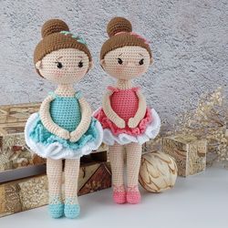 Crochet pattern of dolls in English.  Crochet balerina doll.  Pattern doll. Crochet pattern doll. Tutorial crochet doll