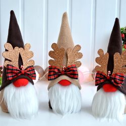 Christmas gnome deer . Scandinavian decor. Set of 3 gnomes
