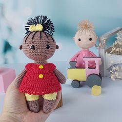 Crochet pattern of doll in the dress in English. Crochet pattern pdf. Tutorial crochet doll.  Pattern doll. Crochet doll