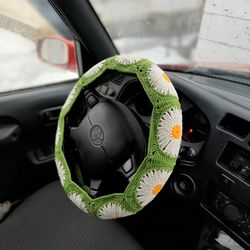 Steering Wheel Cover fot Women green Crochet Steer Wheel Cover Car Accessories Steering Wheel Cover Car Accessories Boho