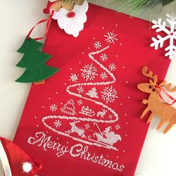 Christmas cross stitch pattern PDF CHRISTMAS TREE  WITH SANTA by CrossStitchingForFun Instant Download