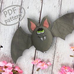 Bat plush sewing pattern PDF Halloween hanging bat ornament pattern Halloween decoration