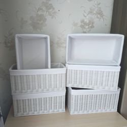 White wicker basket with inner line, Storage baskets, Laundry basket,basket for mudroom cubbies, Shoe basket,custom size