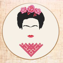 Frida Kahlo cross stitch pattern Modern cross stitch Frida embroidery Feminist cross stitch PDF