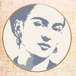 frida kahlo cross stitch pattern modern cross stitch hoop art embroidery pdf