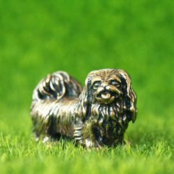 Figurine Japanese Chin, Pekingese dog - a miniature statuette of bronze, metal