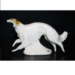 russian borzoi figurine ceramics handmade, statuette