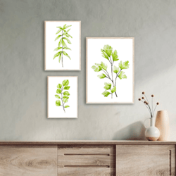 Gallery Wall Set, Living Room Wall Art, Leaf Prints, Plant Posters, Bedroom Wall Decor Greenery Foliage/ Set of 3 Prints