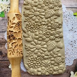 Rolling pin-embossed rolling pin-wooden rolling pin-flower