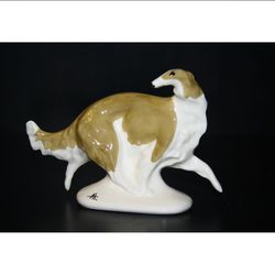 russian borzoi figurine ceramics handmade, statuette