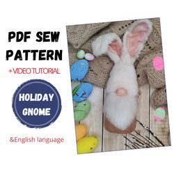 Easter Bunny Gnome Pattern, Video Tutorial, Bunny Patterns, DIY Bunny Pattern, PDF Gnome Patterns, Gnome Pattern, Easter