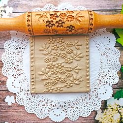 Embossed rolling pin, engraved rolling pin for cookies, pattern with rowan.