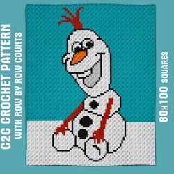 Olaf c2c crochet graph pattern