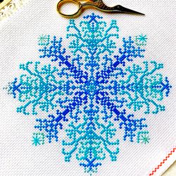 Christmas cross stitch pattern PDF "DELICATE SNOWFLAKE" by CrossStitchingForFun, Snowflake cross stitch pattern PDF