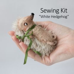 Sewing Kit White Hedgehog 9cm with Tutorial & Pattern