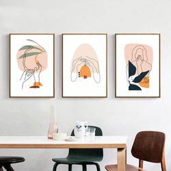 abstract women set of 3 prints printable wall art women line drawing bedroom decor face line art poster scandinavian art