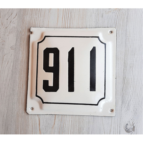 911 address house number plaque vintage